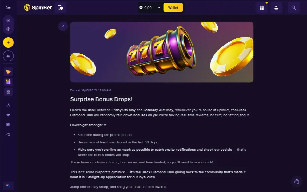 SpinBet Casino Bonus