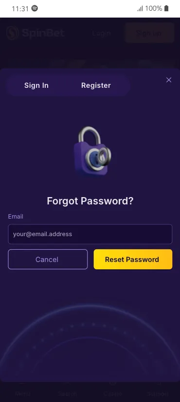 SpinBet Casino Login Lost Pass