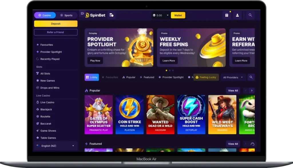 SpinBet Casino Mockup