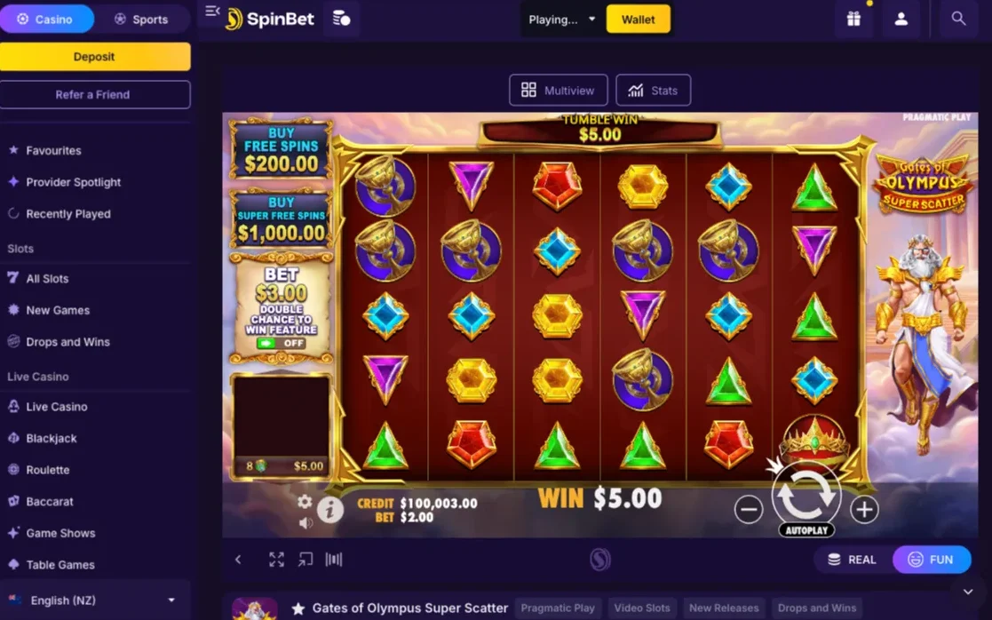 SpinBet Casino Slot Gameplay